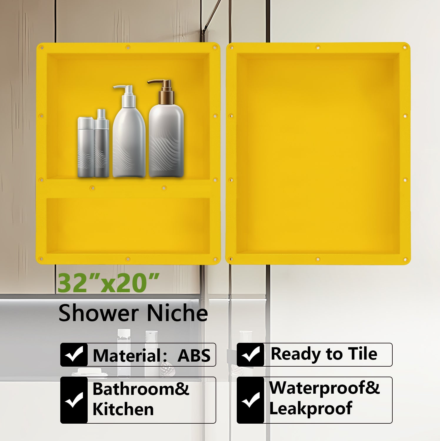 Tileable Preformed Bathroom Shower Niche Recess It Shower Shampoo Shelf 20‘’X32‘’