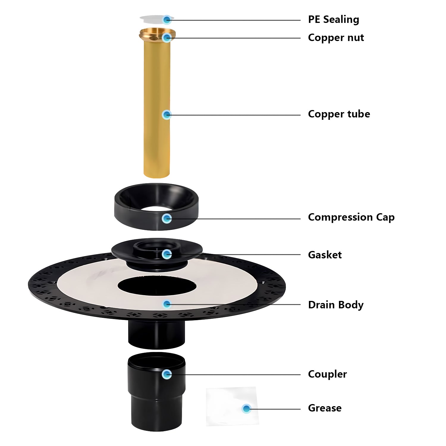 Freestanding Bathtub Drain Rough-In Kit Brass Tail Pipe