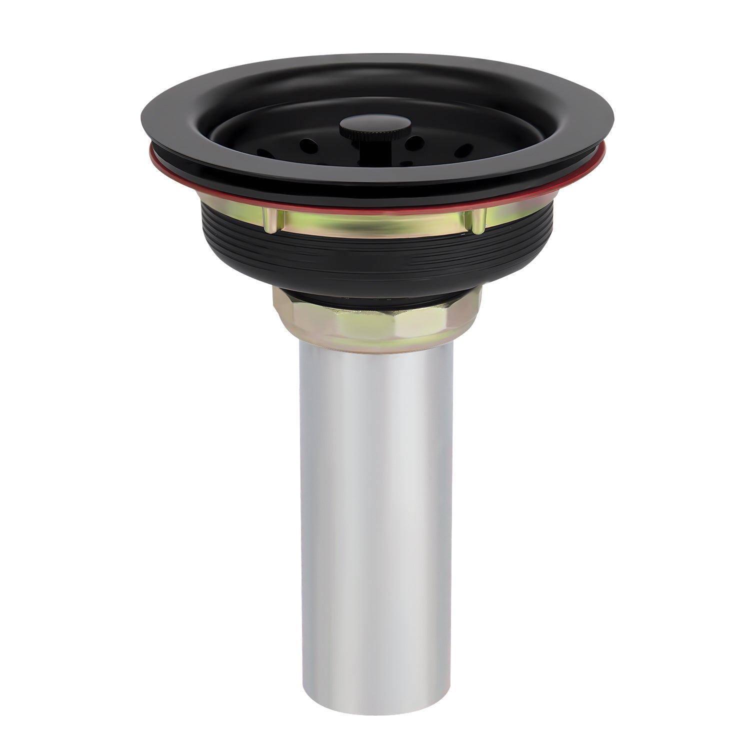 Kitchen Sink Drain Assembly with Drain Strainer for 3-1/2 inch opening, Stainless Steel Matte Black Finish