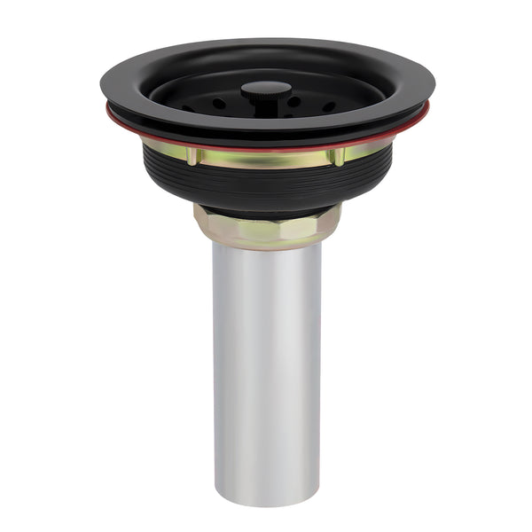 Kitchen Sink Drain Assembly with Drain Strainer for 3-1/2 inch opening, Stainless Steel Matte Black Finish