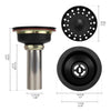 Kitchen Sink Drain Assembly with Drain Strainer for 3-1/2 inch opening, Stainless Steel Matte Black Finish