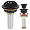 Kitchen Sink Drain Assembly with Drain Strainer for 3-1/2 inch opening, Stainless Steel Matte Black Finish