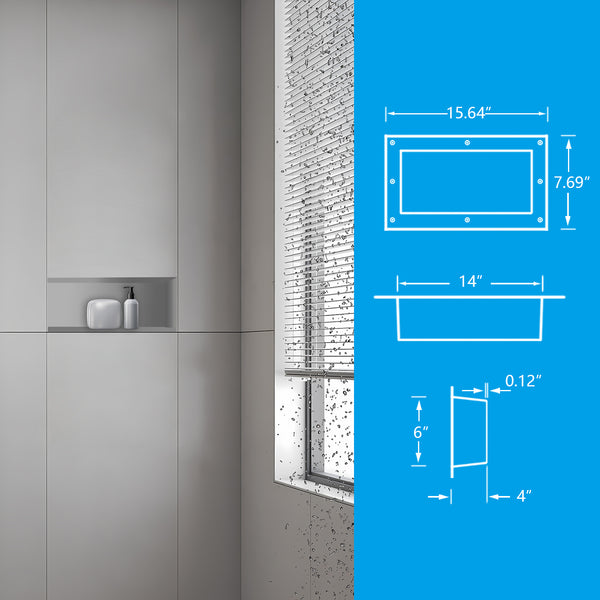 Shower Niche  Inside Dimension 14"×6"×4" for Foot Rest and Soap Holder recessed Wall Niche Insert