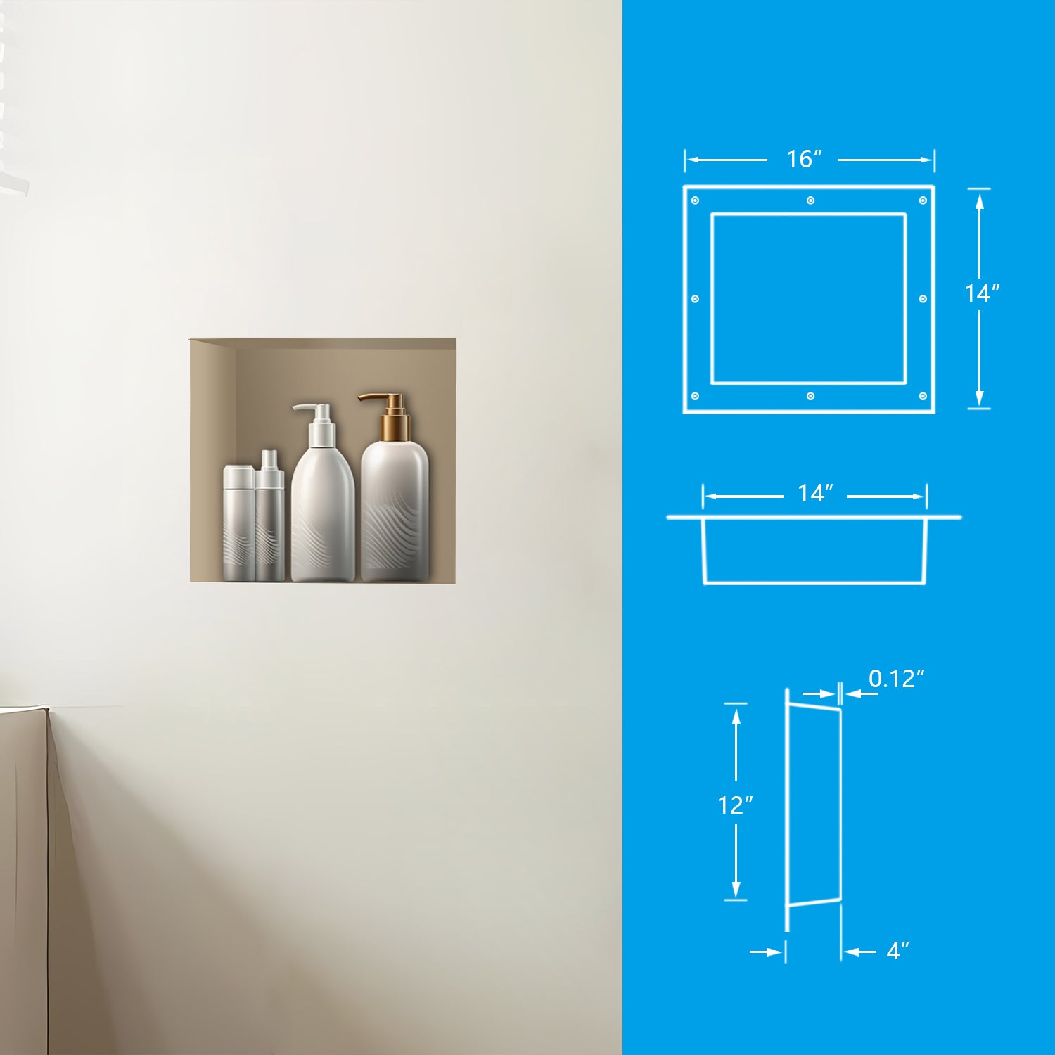 Shower Niche Ready to Tile Rectangle 16