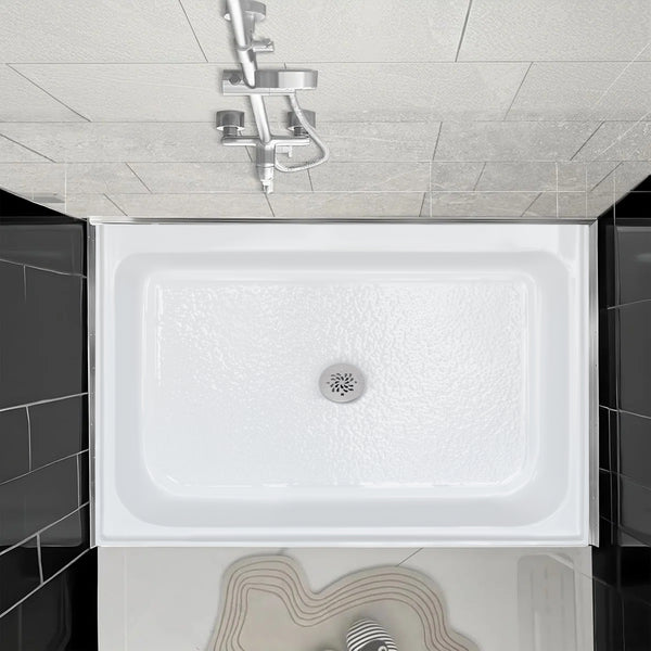 Acrylic Shower Base 48X36X5-1/2in Single Threshold and Center Drain in White