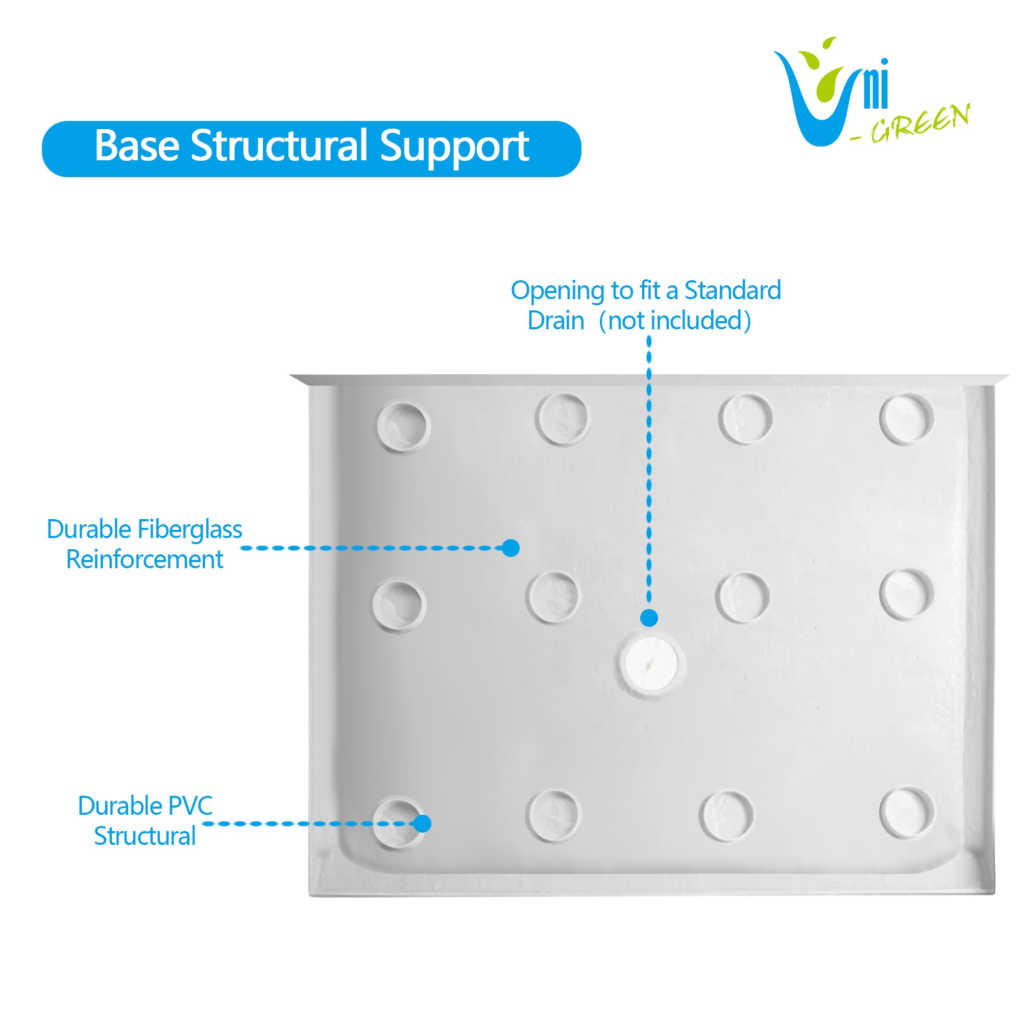 Acrylic Shower Base 48X36X5-1/2in Single Threshold and Center Drain in White