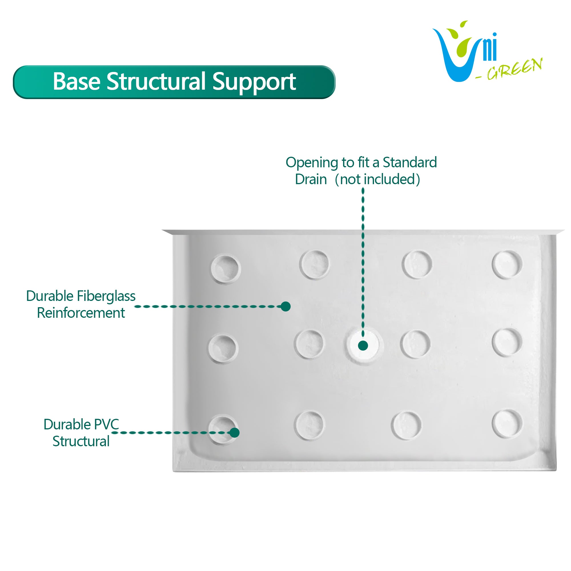 Acrylic Shower Base 60X36X5-1/2in Single Threshold and Center Drain in White
