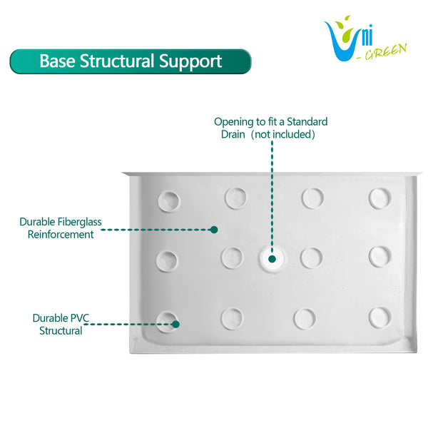 Acrylic Shower Base 60X36X5-1/2in Single Threshold and Center Drain in White