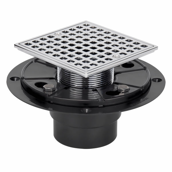 4-1/4 Square Design Tile In Shower Drain, Chromed for Low Profile Shower Pan     UGSD002-B