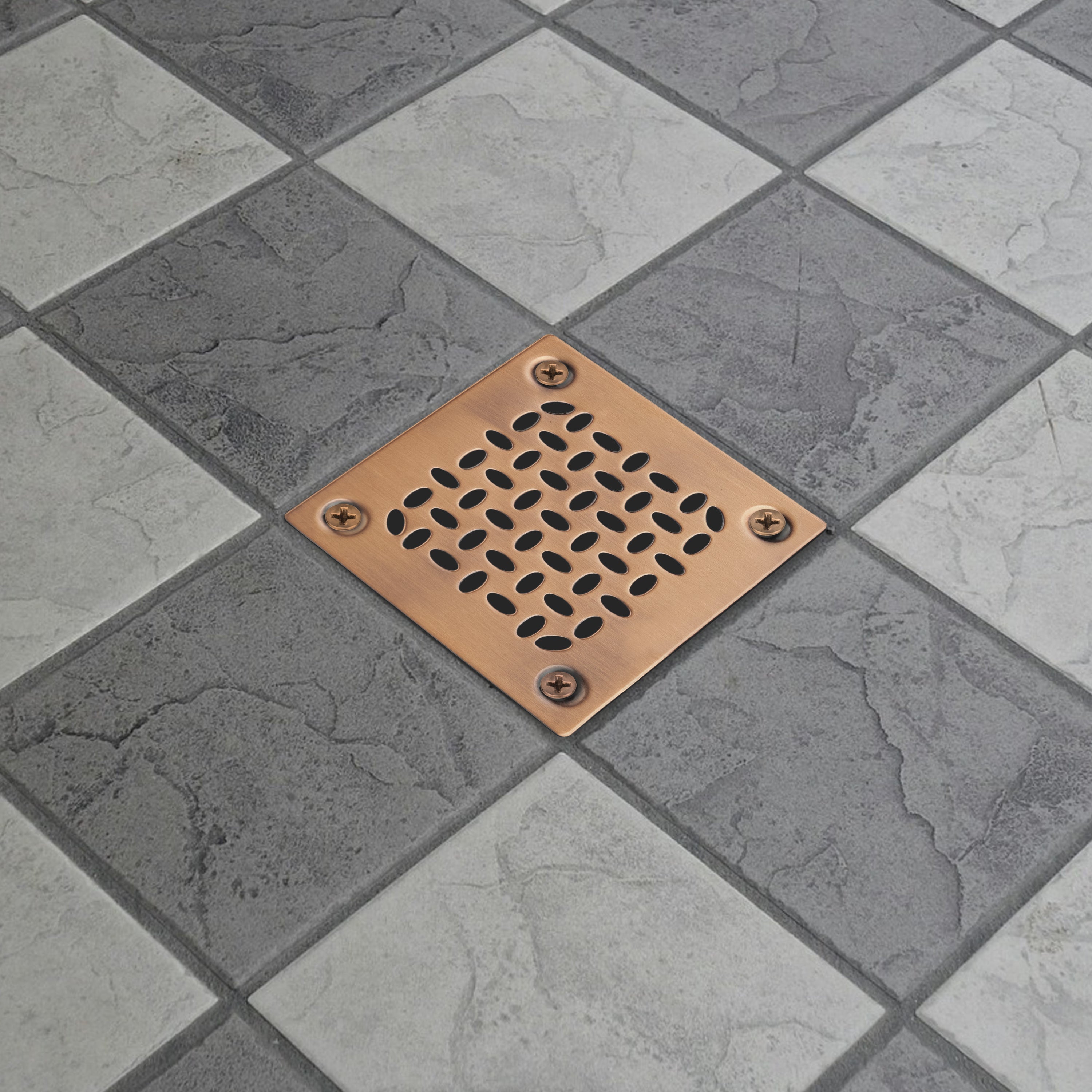 PVC Square Shower Drain for Low Profile Show Pan Drain with Grating Dip Bronze Finish