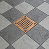 PVC Square Shower Drain for Low Profile Show Pan Drain with Grating Dip Bronze Finish