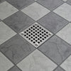 Square Shower Drain Low Profile Show Pan Drain with SS304 Grating Mission Style PVC Construction