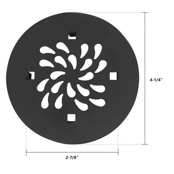 4-1/4" Snap-in Round Shower Drain Cover Replacement Matte Black