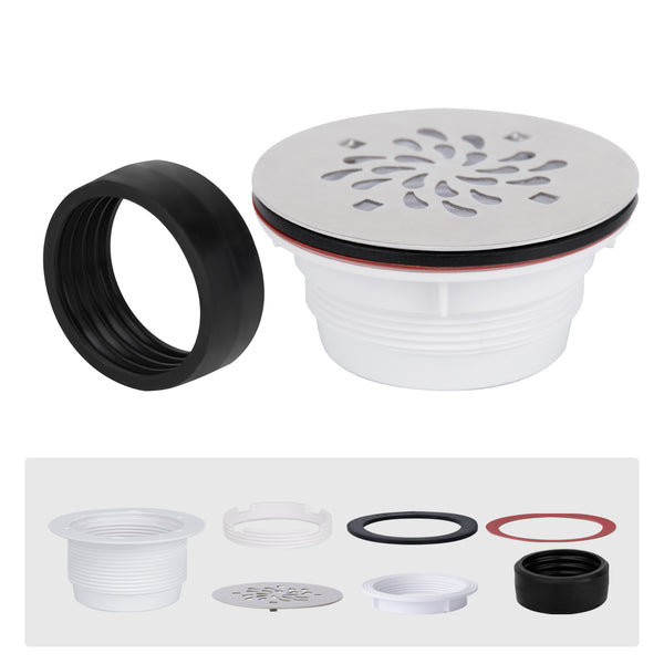 No Caulk shower Drain for Fiberglass /Acrylic Shower Base for 2" Pipe   UGTD002