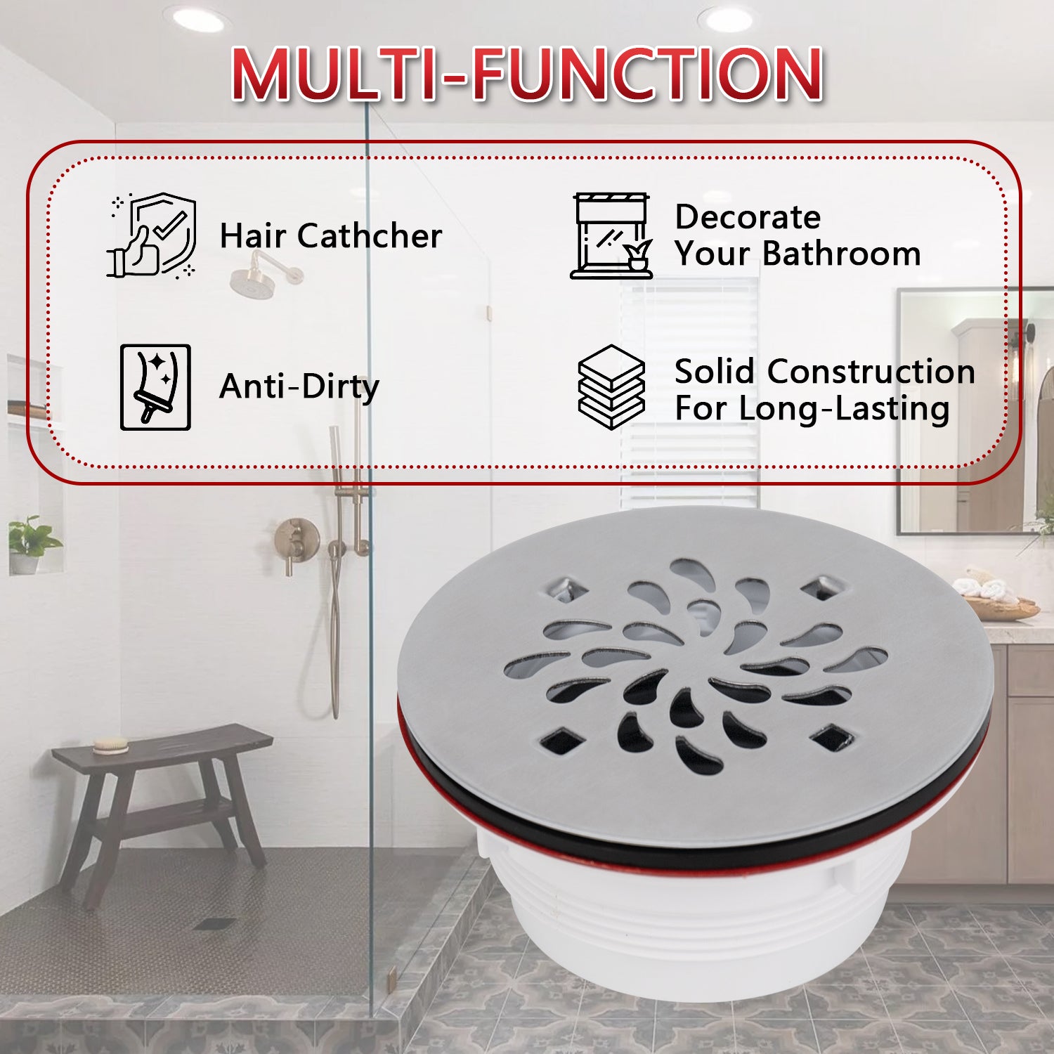 No Caulk shower Drain for Fiberglass /Acrylic Shower Base for 2