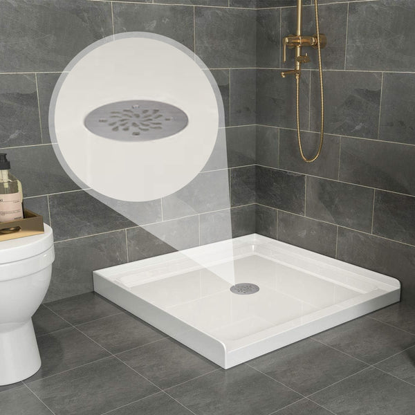 No Caulk shower Drain for Fiberglass /Acrylic Shower Base for 2" Pipe   UGTD002