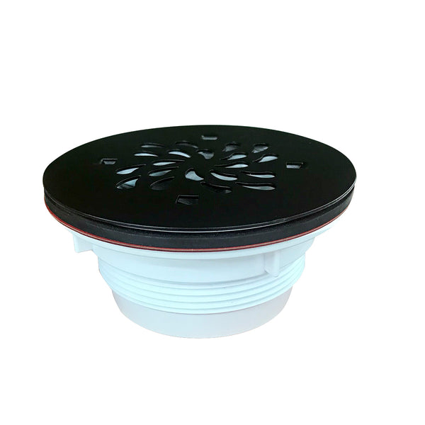 Shower Drain Matte Black No Caulk for Fiberglass /Acrylic Shower Base for 2" Pipe   UGTD002-MB