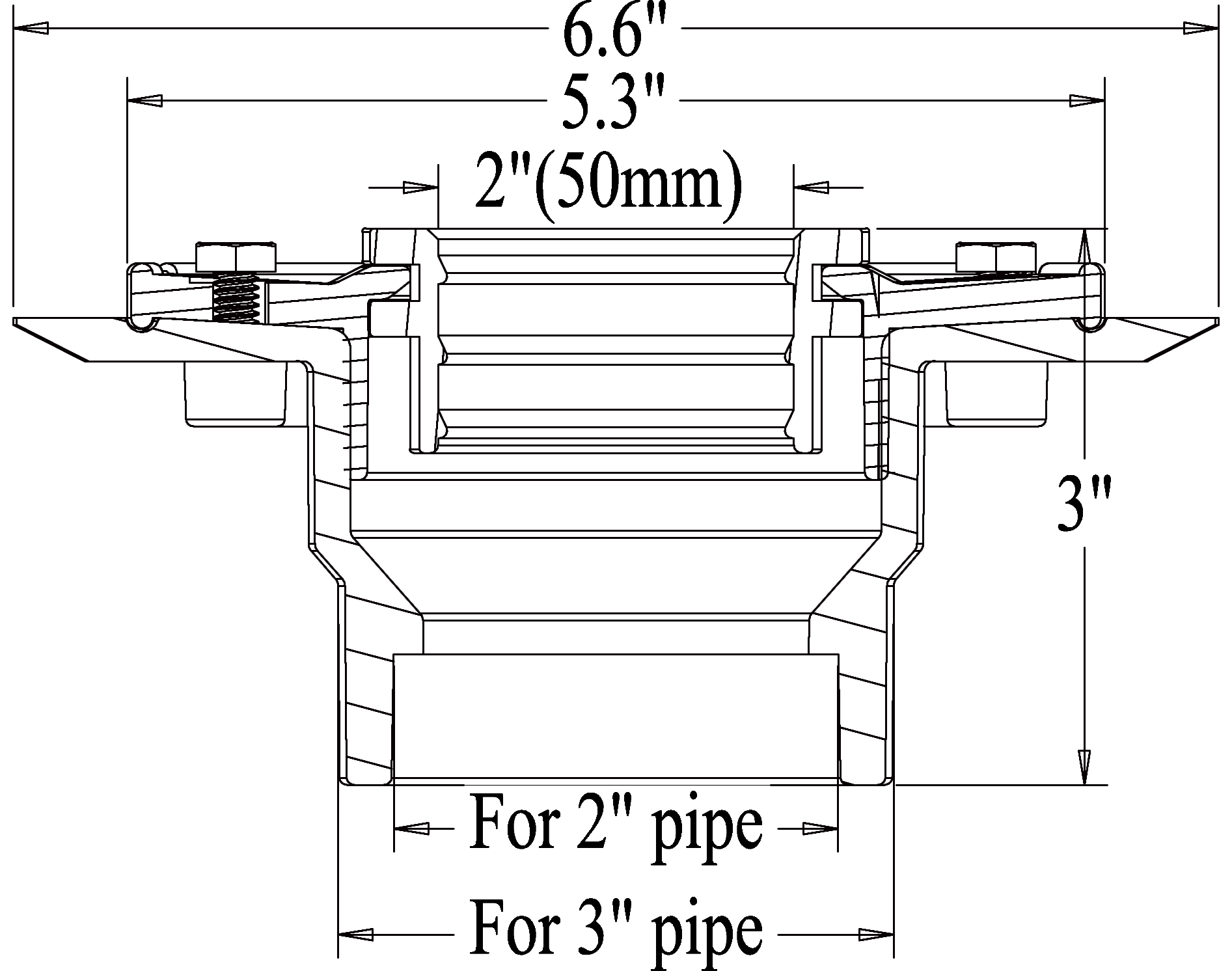 PVC Shower Drain Base With Rubber Gasket for 2