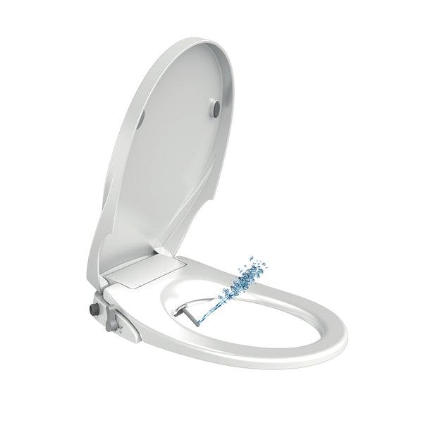 Soft close Dual Nozzles Non-Electric Bidet Toilet Seat in White | Easy Installation and Slim Design
