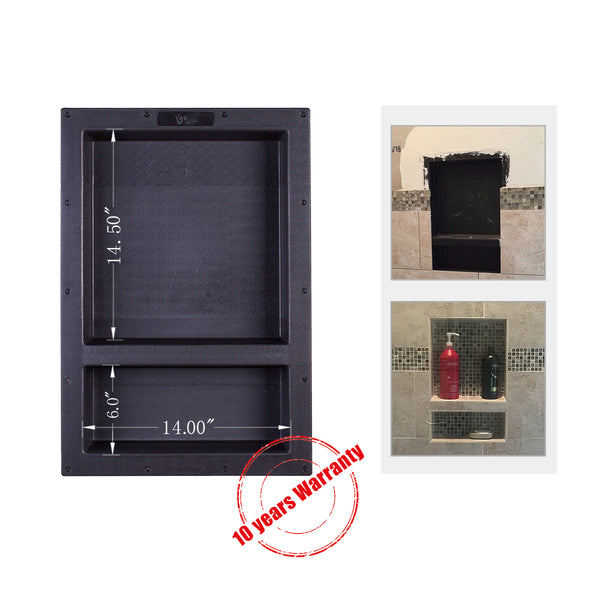 17''×25'' Double Shelves Shower Recessed and Built In Shower Shelves in Bathroom UGRN201